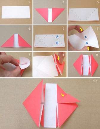 Если вам нравится техника оригами, вы можете освоить новую схему, как делать сердце из бумаги. На фото поделка выполнена из цветной бумаги, но если у вас есть специальная бумага для оригами или цветная офисная, то лучше использовать её, чтобы не было видно белой стороны.